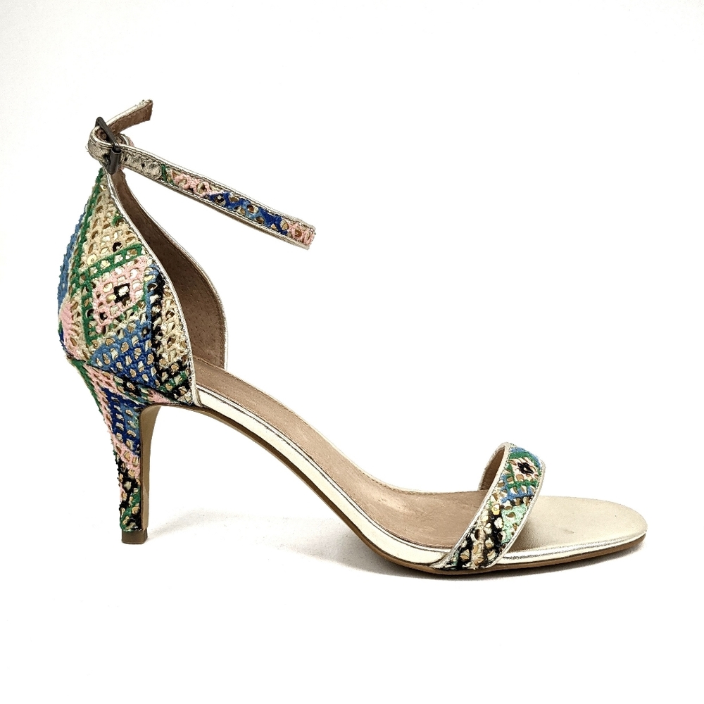 New Halogen Multicolor Crochet Detail High Heels